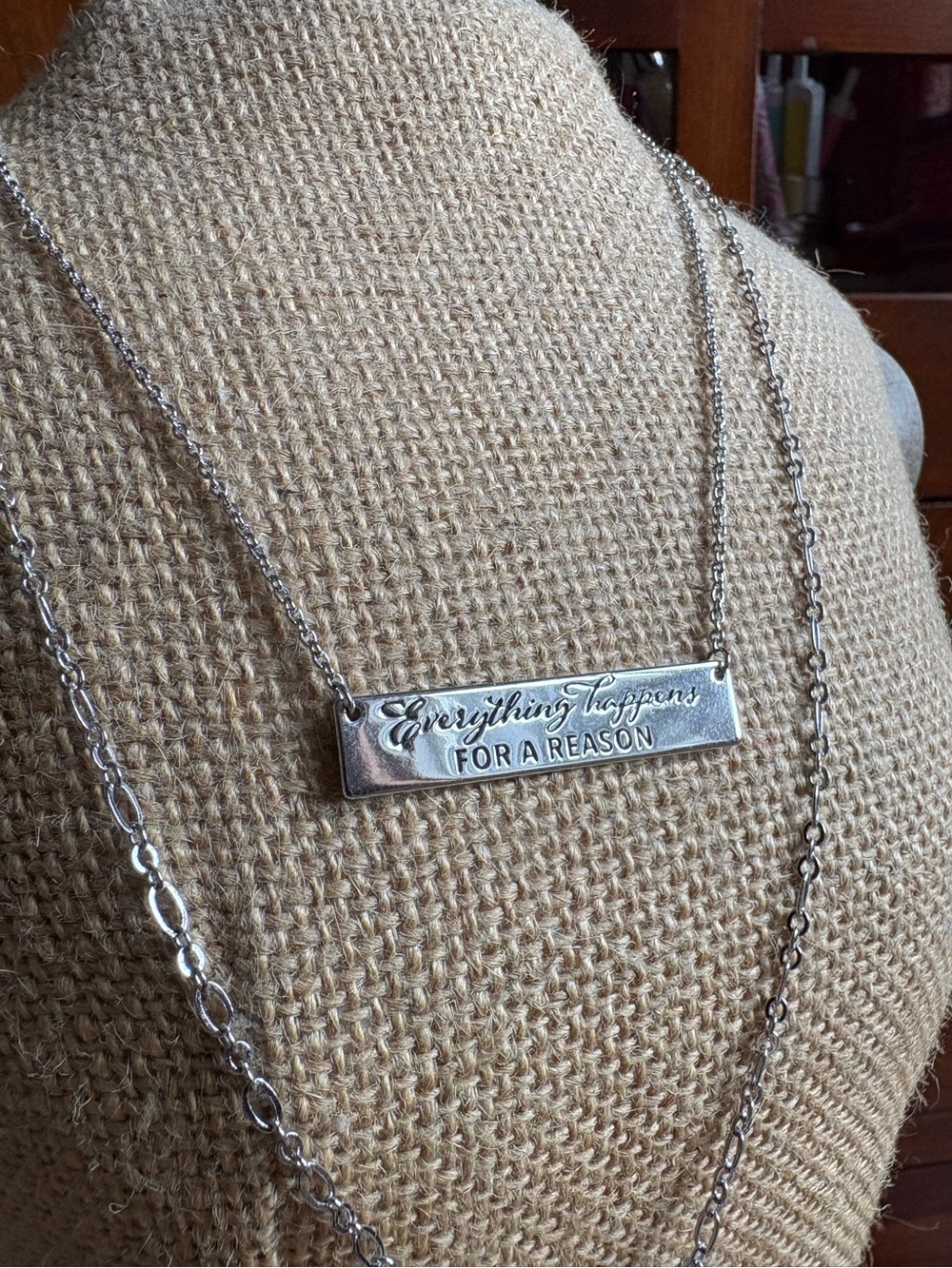 Origami Owl Everything Happens For a Reason Bar Necklace